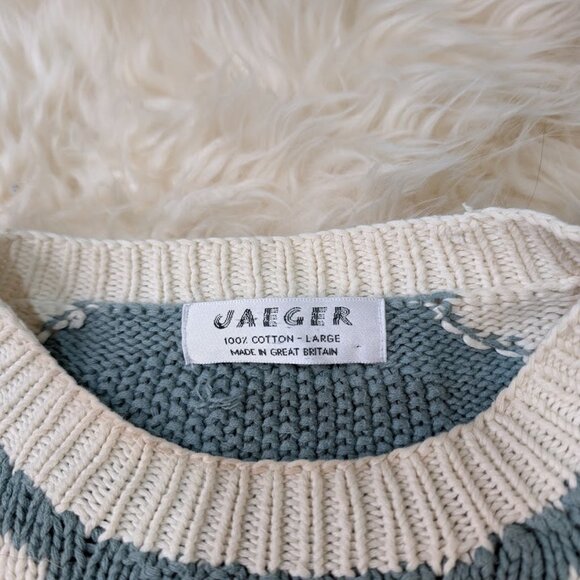 Jaeger Cotton Knit Geometric Made in Great Britain Sweater Size Large - Picture 4 of 11